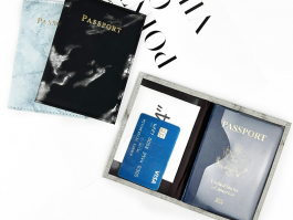 Marble leather passport cover